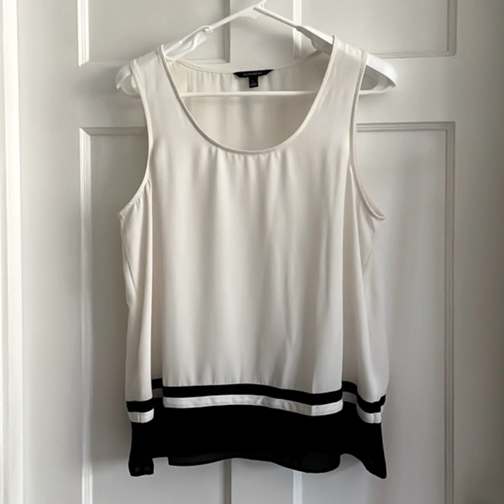 Banana Republic White and Black Tank Top Large